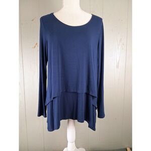 Soft Surroundings Perfect Layers Tunic Top Womens Medium Blue‎ Lagenlook Jersey